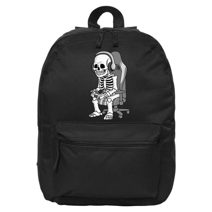 Gaming Halloween Skeleton Scary Gamer 16 in Basic Backpack