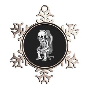 Gaming Halloween Skeleton Scary Gamer Metallic Star Ornament