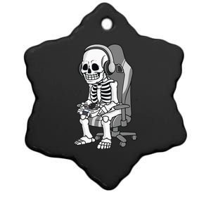 Gaming Halloween Skeleton Scary Gamer Ceramic Star Ornament