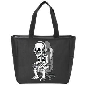 Gaming Halloween Skeleton Scary Gamer Zip Tote Bag