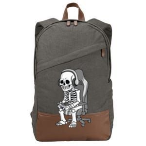 Gaming Halloween Skeleton Scary Gamer Cotton Canvas Backpack