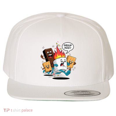 Group Hug Smores Marshmallow Chocolate Funny Camping Wool Snapback Cap