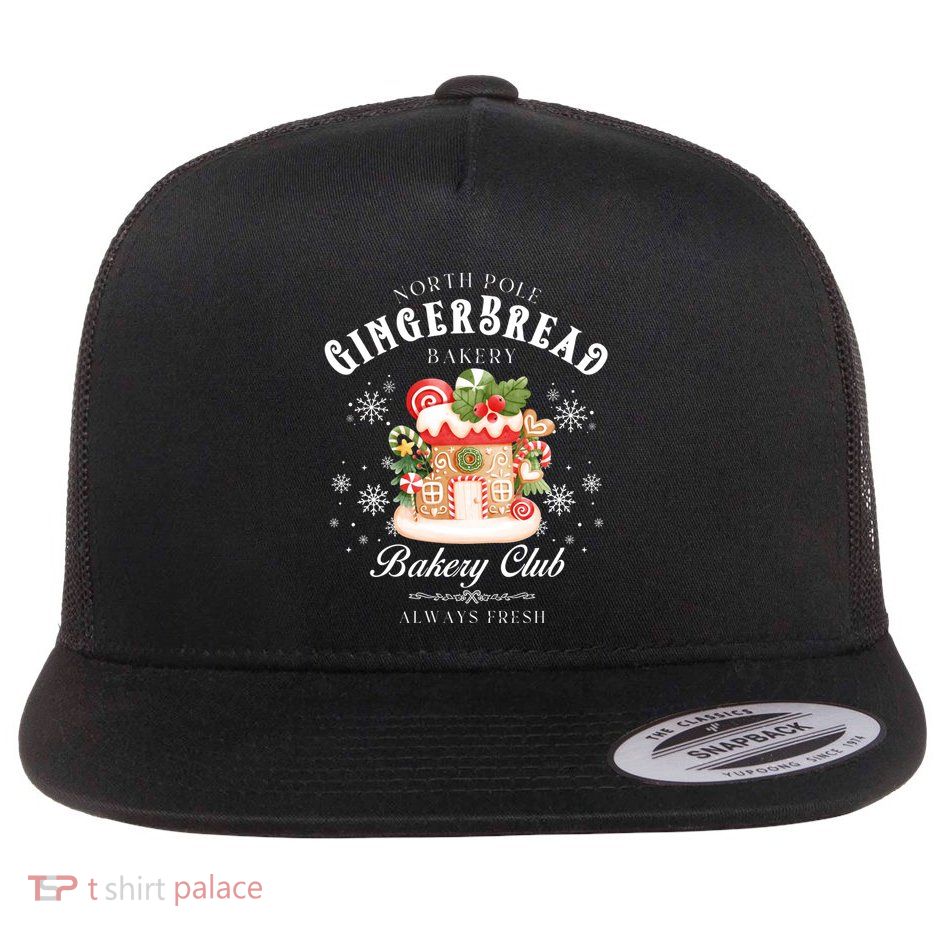 Gingerbread House Snowflake Wintertime Christmas Eve Gift Flatbill Hat