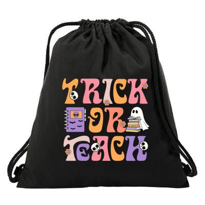 Groovy Halloween Spooky Teachers Trick Or Teach Students Meaningful Gift Drawstring Bag