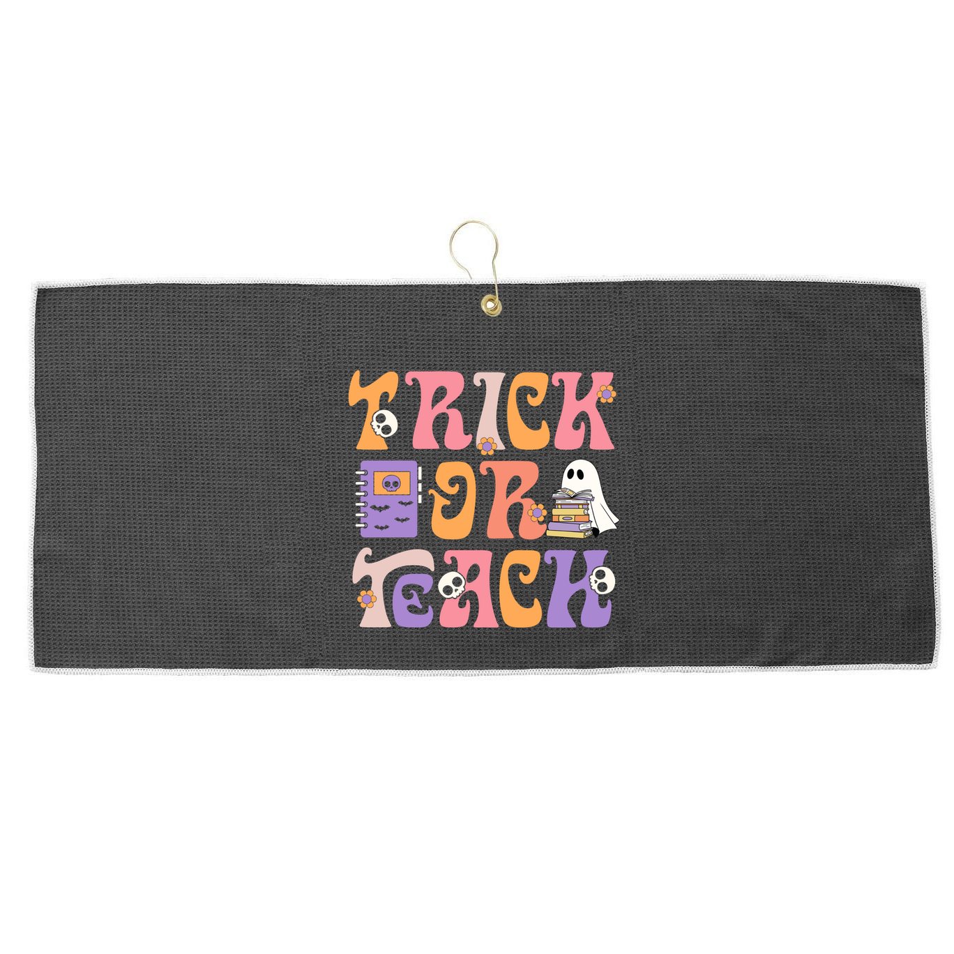 Groovy Halloween Spooky Teachers Trick Or Teach Students Meaningful Gift Large Microfiber Waffle Golf Towel