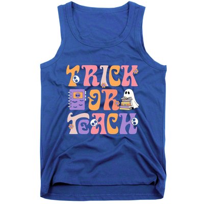 Groovy Halloween Spooky Teachers Trick Or Teach Students Meaningful Gift Tank Top
