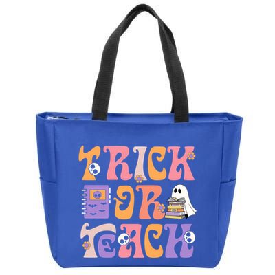 Groovy Halloween Spooky Teachers Trick Or Teach Students Meaningful Gift Zip Tote Bag