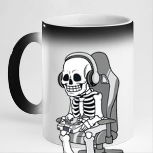 Gaming Halloween Skeleton Scary Gamer 11oz Black Color Changing Mug