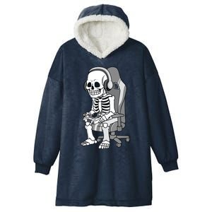 Gaming Halloween Skeleton Scary Gamer Hooded Wearable Blanket