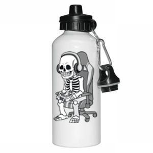 Gaming Halloween Skeleton Scary Gamer Aluminum Water Bottle