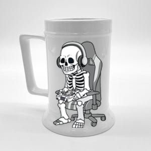 Gaming Halloween Skeleton Scary Gamer Beer Stein