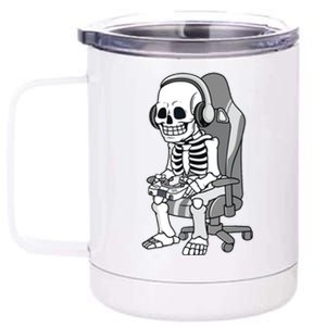 Gaming Halloween Skeleton Scary Gamer 12 oz Stainless Steel Tumbler Cup