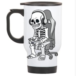 Gaming Halloween Skeleton Scary Gamer Stainless Steel Travel Mug