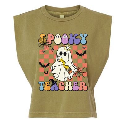 Groovy Halloween Spooky Teacher Halloween Teacher Garment-Dyed Women's Muscle Tee