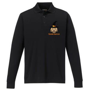 Goldendoodle Halloween Spooky Golden Doodle Dog Gift Performance Long Sleeve Polo