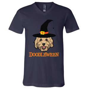 Goldendoodle Halloween Spooky Golden Doodle Dog Gift V-Neck T-Shirt