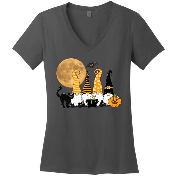 Gnome Halloween Squad Festive Women's V-Neck T-Shirt