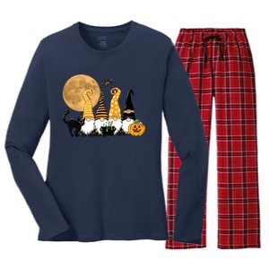 Gnome Halloween Squad Festive Women's Long Sleeve Flannel Pajama Set 