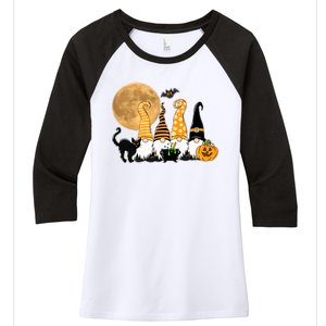 Gnome Halloween Squad Festive Women's Tri-Blend 3/4-Sleeve Raglan Shirt