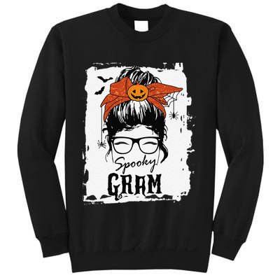 Gram Halloween Spooky Spider Messy Bun Hair Sweatshirt