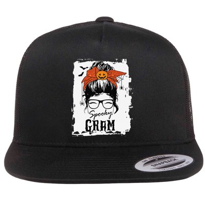 Gram Halloween Spooky Spider Messy Bun Hair Flatbill Hat