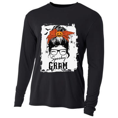 Gram Halloween Spooky Spider Messy Bun Hair Cooling Performance Long Sleeve Crew