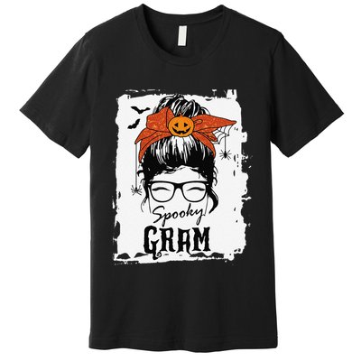 Gram Halloween Spooky Spider Messy Bun Hair Premium T-Shirt