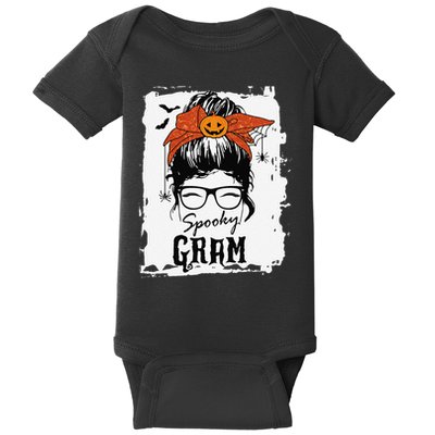 Gram Halloween Spooky Spider Messy Bun Hair Baby Bodysuit