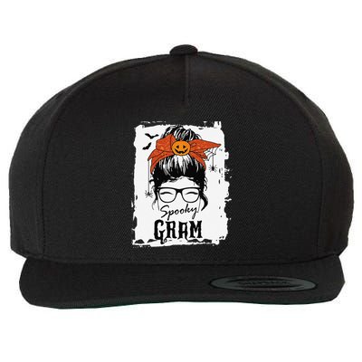 Gram Halloween Spooky Spider Messy Bun Hair Wool Snapback Cap
