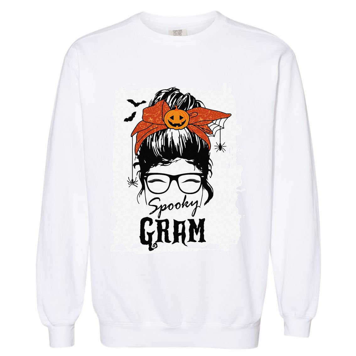 Gram Halloween Spooky Spider Messy Bun Hair Garment-Dyed Sweatshirt