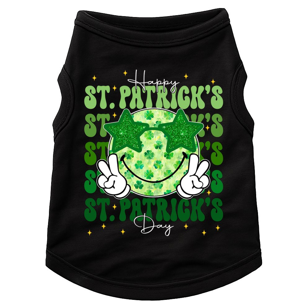 Groovy Happy St Patricks Day Shamrock Doggie Tank