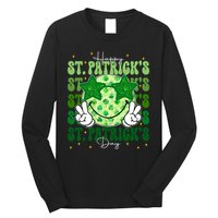 Groovy Happy St Patricks Day Shamrock Long Sleeve Shirt