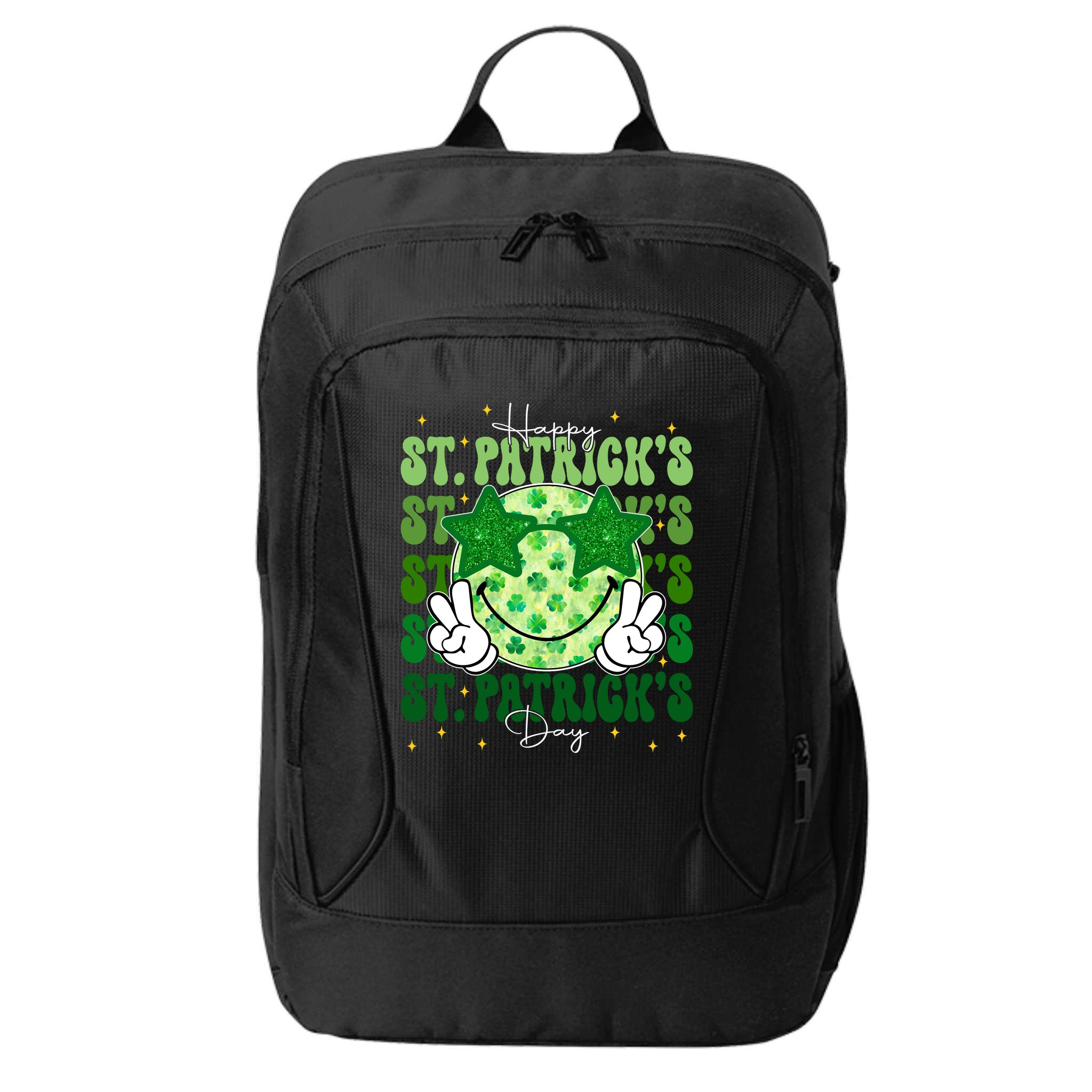 Groovy Happy St Patricks Day Shamrock City Backpack