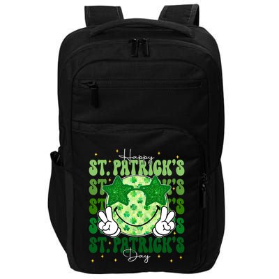 Groovy Happy St Patricks Day Shamrock Impact Tech Backpack