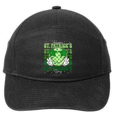 Groovy Happy St Patricks Day Shamrock 7-Panel Snapback Hat