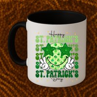 Groovy Happy St Patricks Day Shamrock Mug