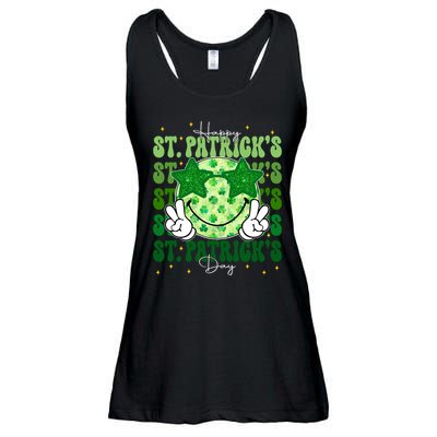 Groovy Happy St Patricks Day Shamrock Ladies Essential Flowy Tank