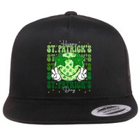 Groovy Happy St Patricks Day Shamrock Flat Bill Trucker Hat