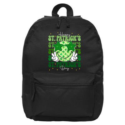 Groovy Happy St Patricks Day Shamrock 16 in Basic Backpack