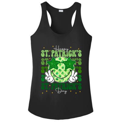 Groovy Happy St Patricks Day Shamrock Ladies PosiCharge Competitor Racerback Tank