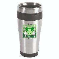Groovy Happy St Patricks Day Shamrock 16oz Travel Tumbler