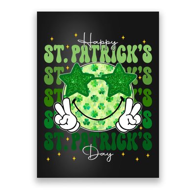 Groovy Happy St Patricks Day Shamrock Poster