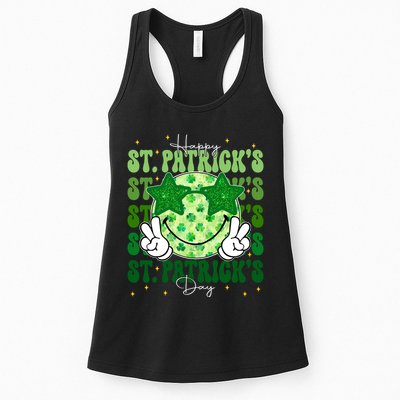 Groovy Happy St Patricks Day Shamrock Womens Tank Top