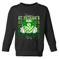 Groovy Happy St Patricks Day Shamrock Toddler Sweatshirt