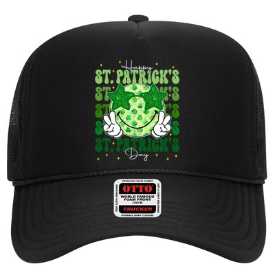 Groovy Happy St Patricks Day Shamrock Trucker Hat
