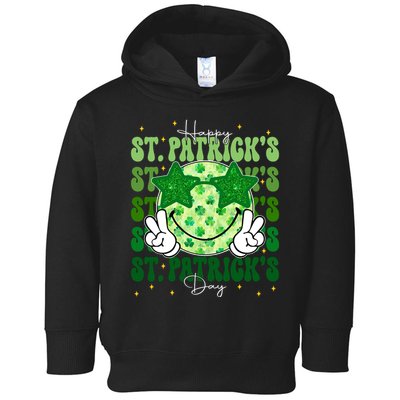 Groovy Happy St Patricks Day Shamrock Toddler Hoodie