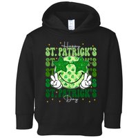 Groovy Happy St Patricks Day Shamrock Toddler Hoodie
