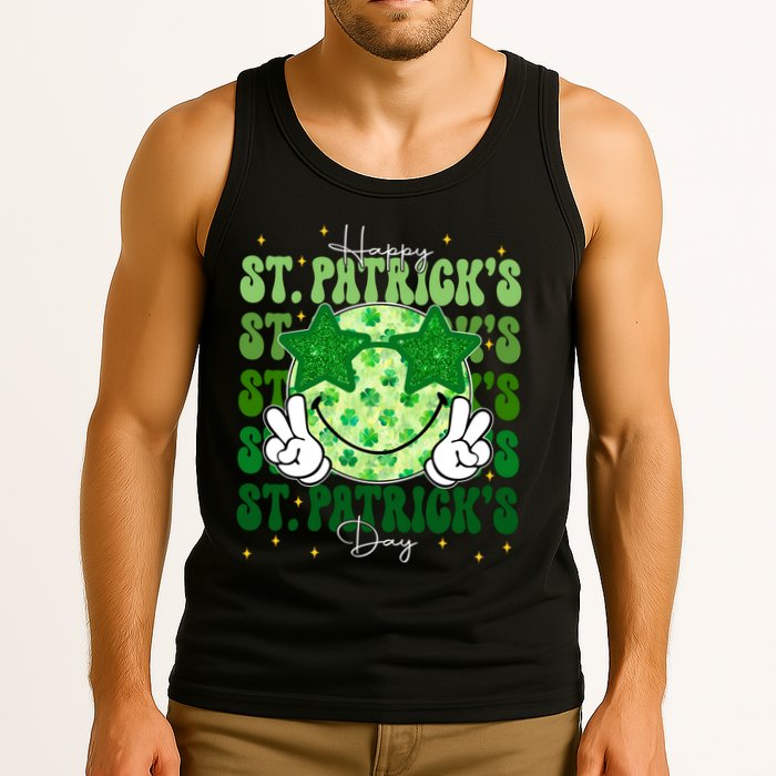Groovy Happy St Patricks Day Shamrock Tank Top