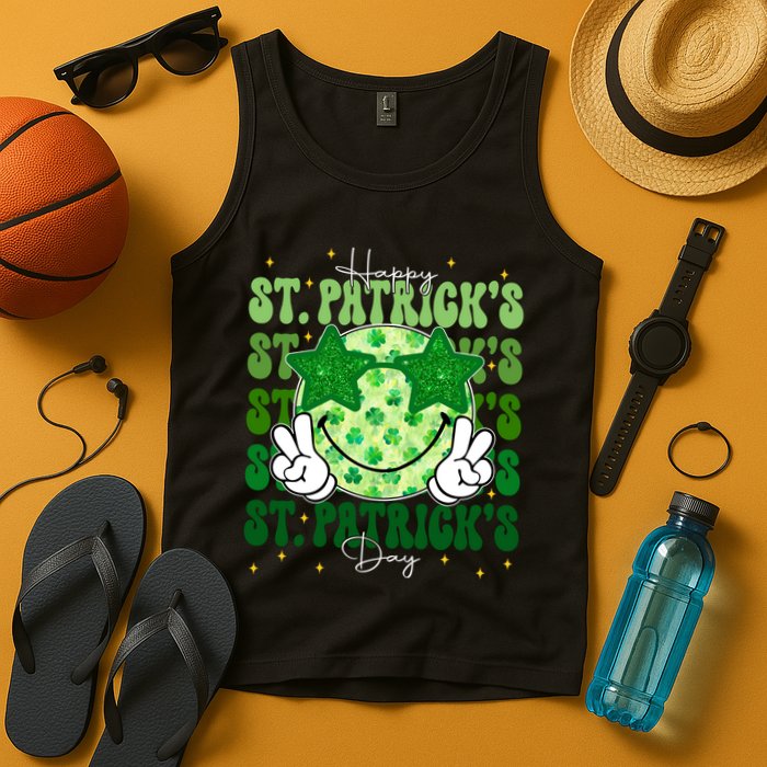 Groovy Happy St Patricks Day Shamrock Tank Top