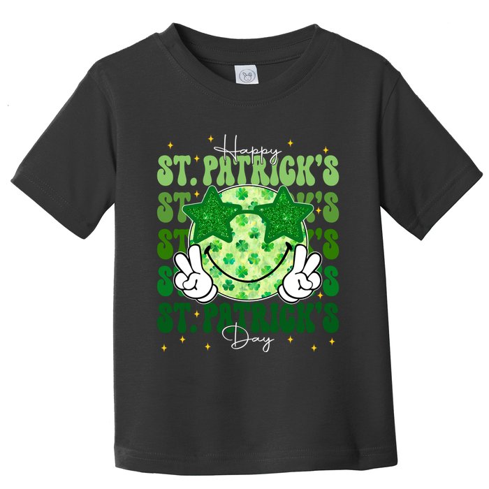 Groovy Happy St Patricks Day Shamrock Toddler T-Shirt